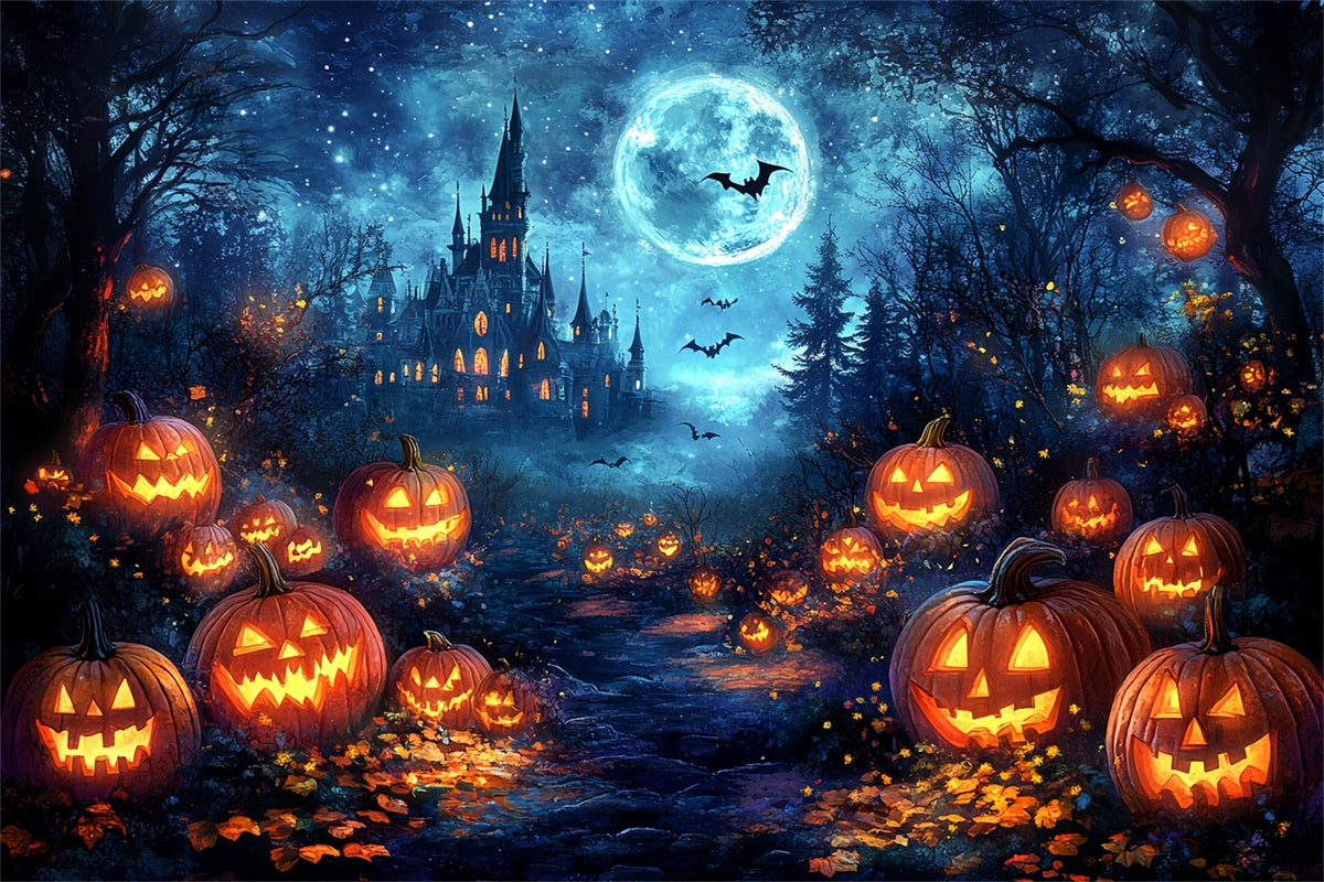 Spooky Forest Backdrop Zauberschloss Kürbis Halloween Backdrops CSH6-81