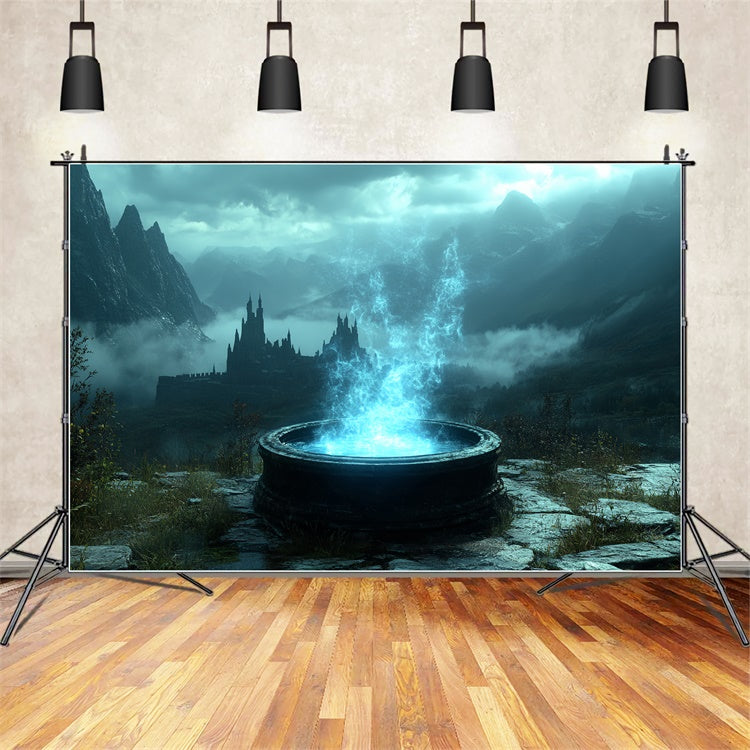 Halloween Fotohintergrund Gespenstischer Mystischer Brunnen Hintergrund CSH6-84