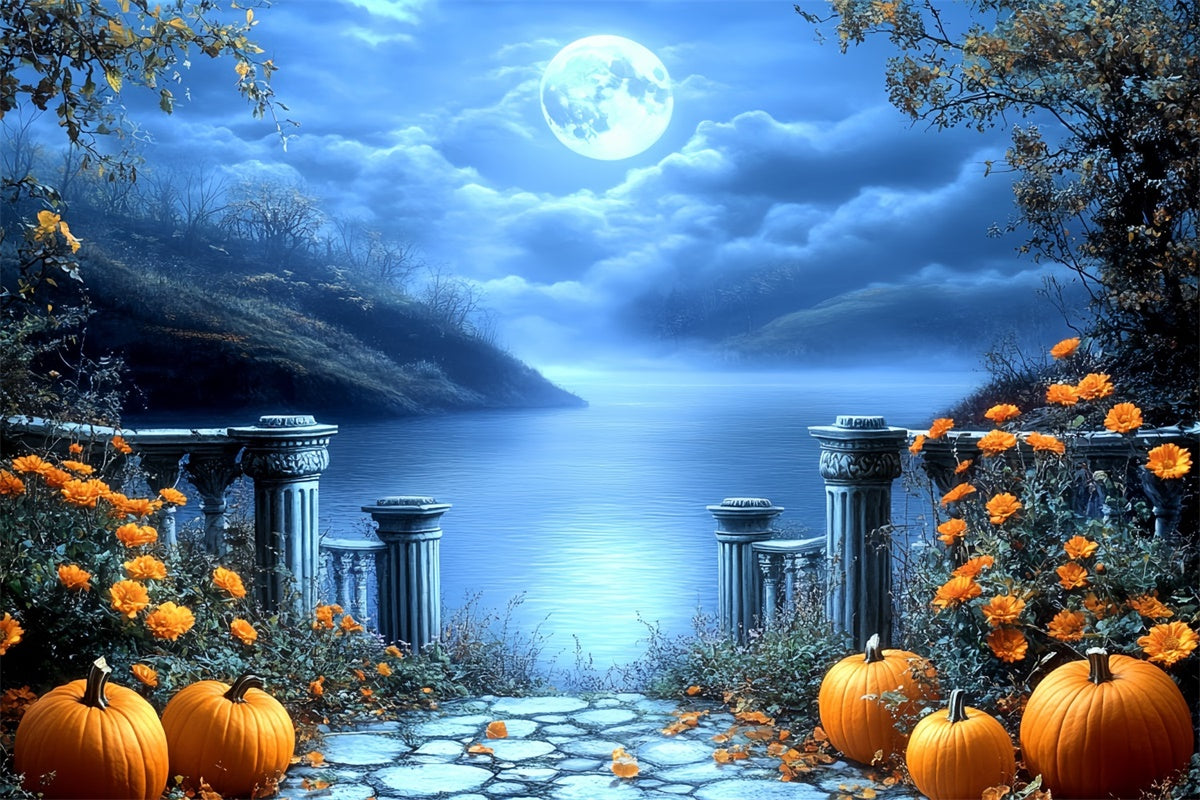 Fotografie Halloween Backdrop Gothic See Mondlicht Backdrop CSH6-85