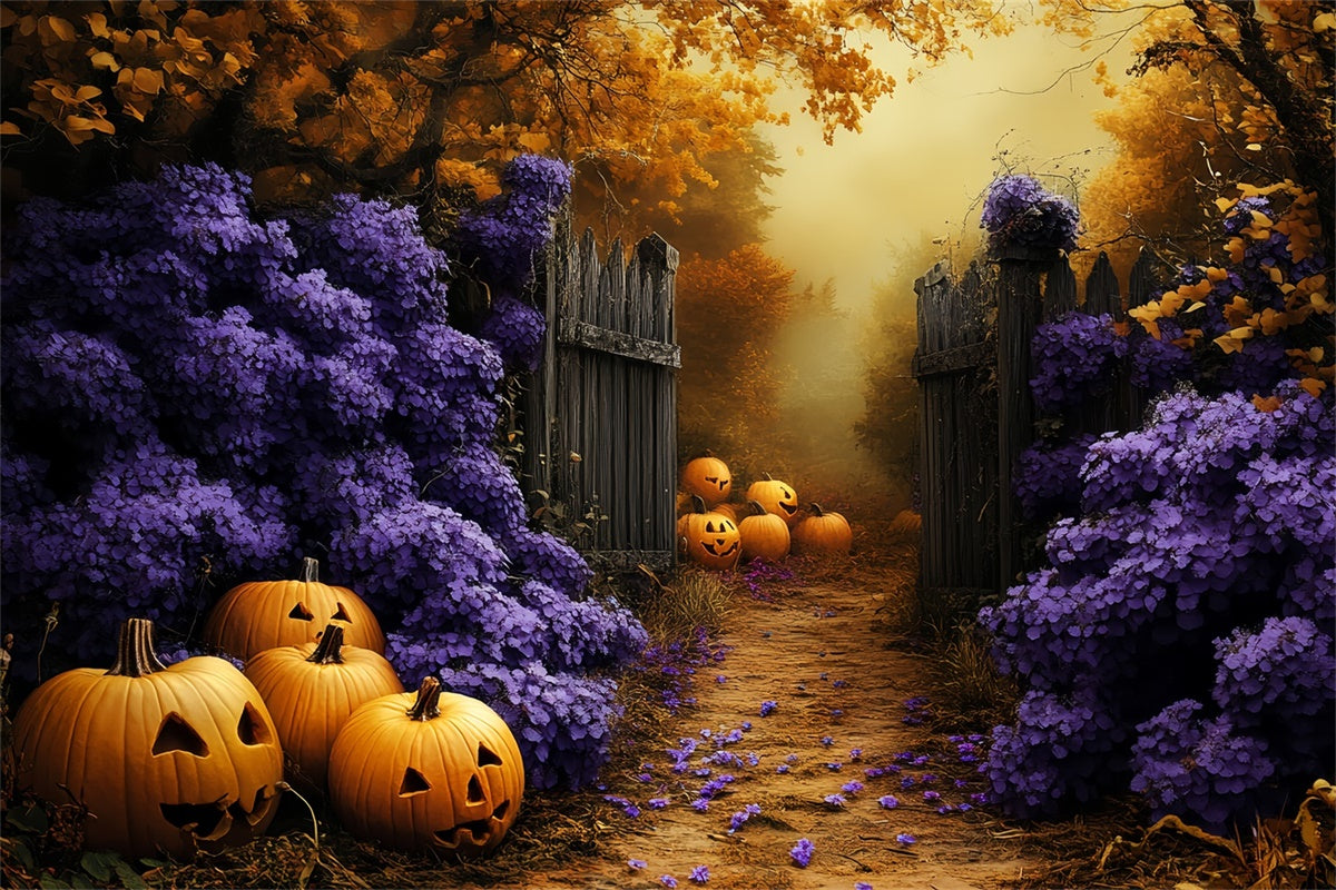 Halloween Fotohintergrund Haunted Floral Pumpkin Backdrop CSH6-89