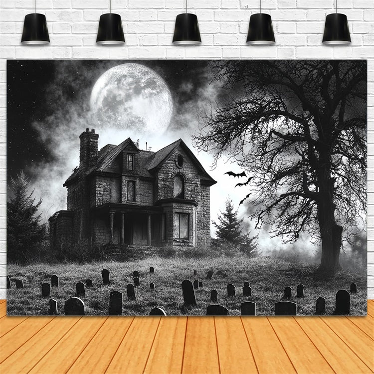 Halloween Friedhof Backdrop Mondlicht Spukfriedhof Backdrop CSH6-94