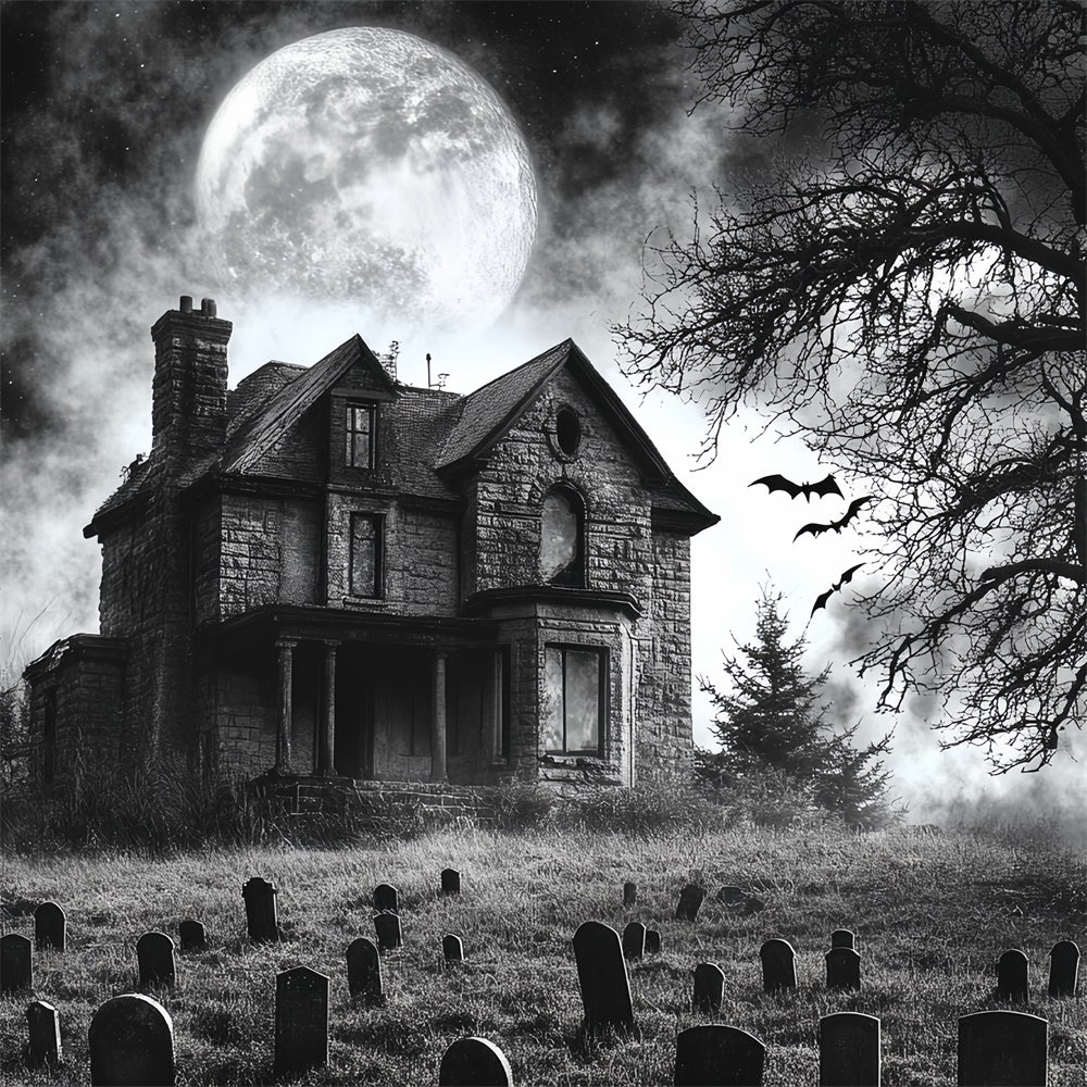 Halloween Friedhof Backdrop Mondlicht Spukfriedhof Backdrop CSH6-94