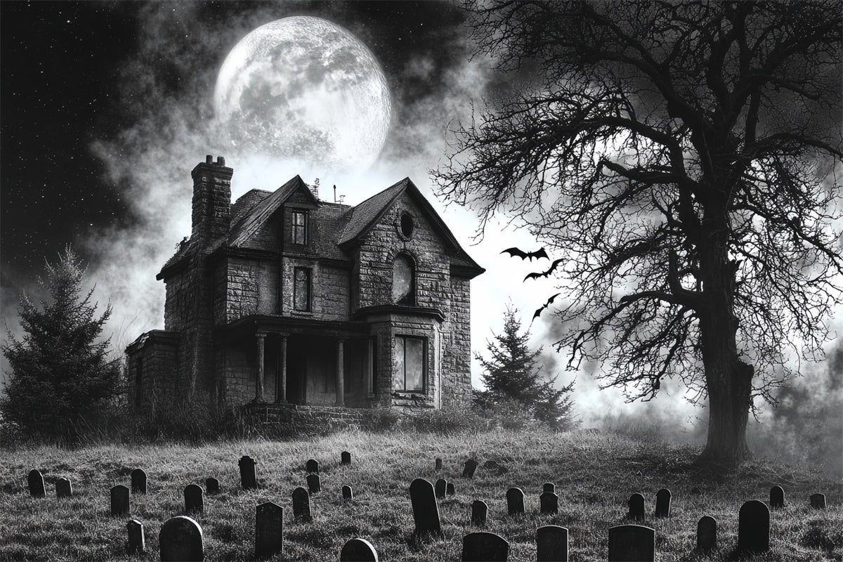 Halloween Friedhof Backdrop Mondlicht Spukfriedhof Backdrop CSH6-94