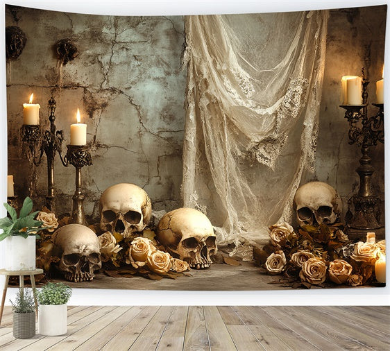 Gruseliger Halloween Hintergrund Gothic Totenköpfe Rose Hintergrund CSH6-95