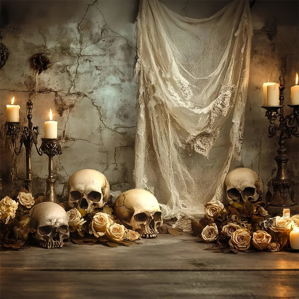 Gruseliger Halloween Hintergrund Gothic Totenköpfe Rose Hintergrund CSH6-95