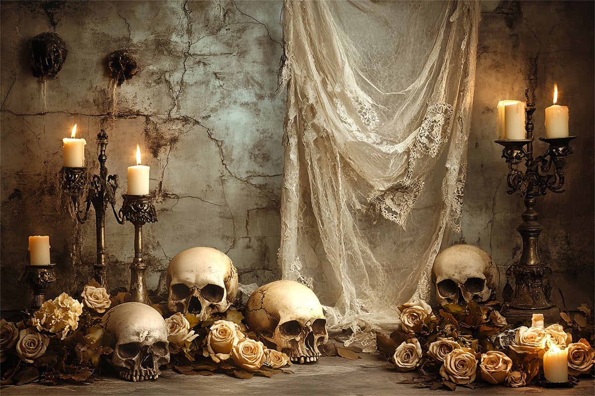 Gruseliger Halloween Hintergrund Gothic Totenköpfe Rose Hintergrund CSH6-95