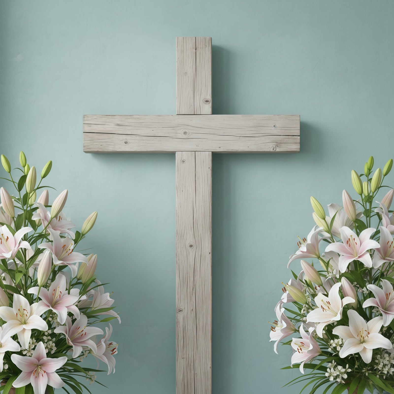 Oster-Fotohintergrund für die Kirche Rustikales Holzkreuz Lilie Oster-Hintergrund für Fotos CSH61-10