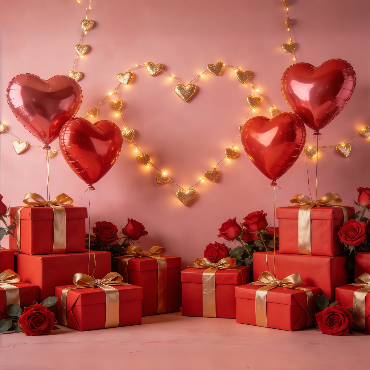Geschenkbox-Valentinstag-Hintergrund Schwebende Herzballons Romantische Hintergründe CSH61-101