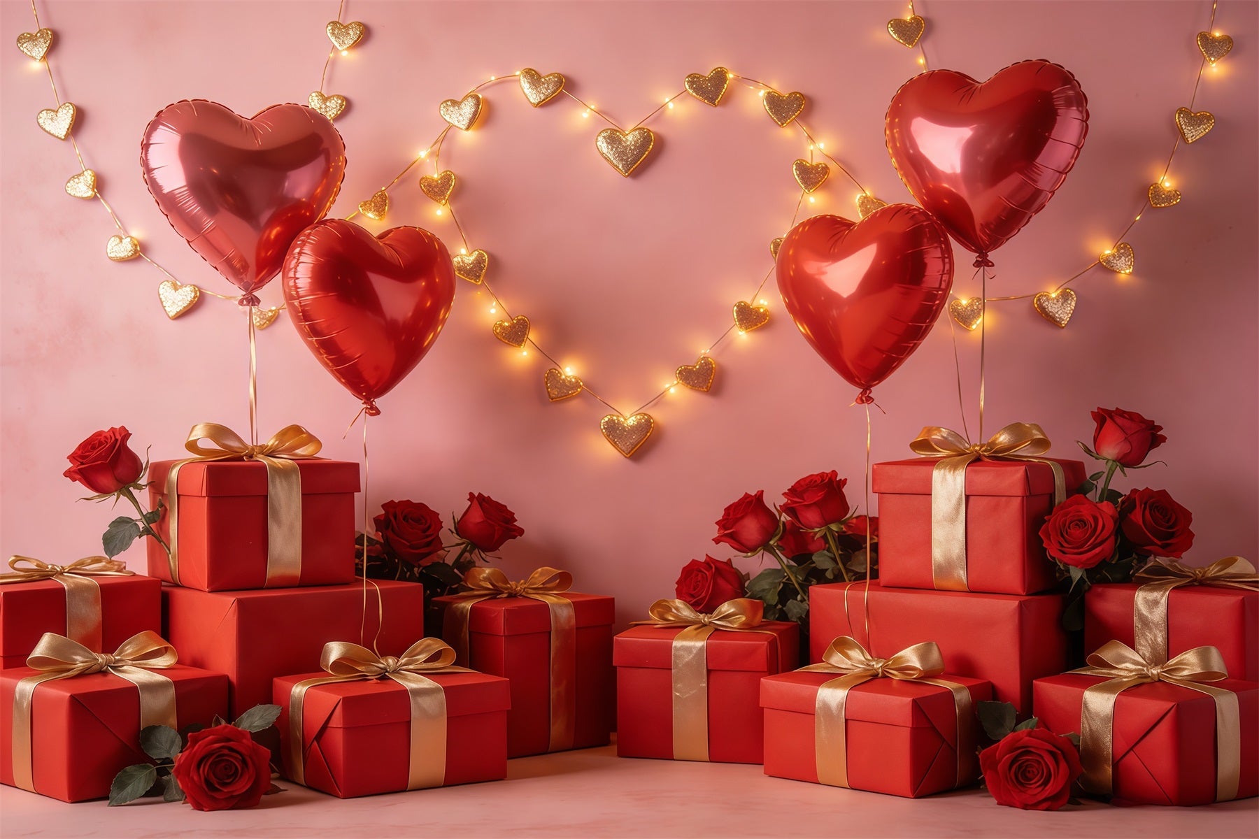 Geschenkbox-Valentinstag-Hintergrund Schwebende Herzballons Romantische Hintergründe CSH61-101