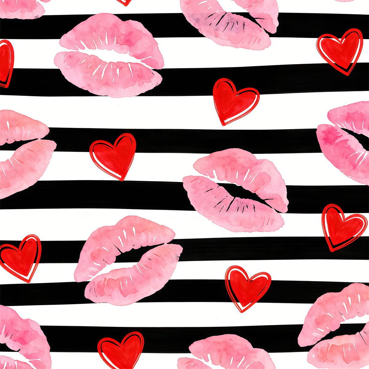 Küssende Lippen-Valentinstag-Hintergrund Aquarell-Herz-Muster Valentinstag-Hintergrund-Ideen CSH61-102