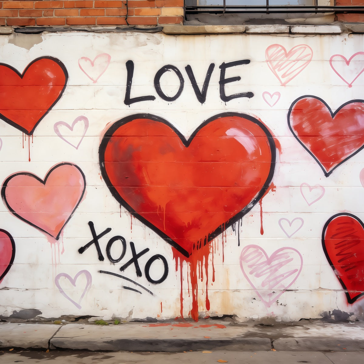 Graffiti-Wand-Valentinstag-Hintergrund Urban Love Herz Valentinstag-Fotohintergrund CSH61-105