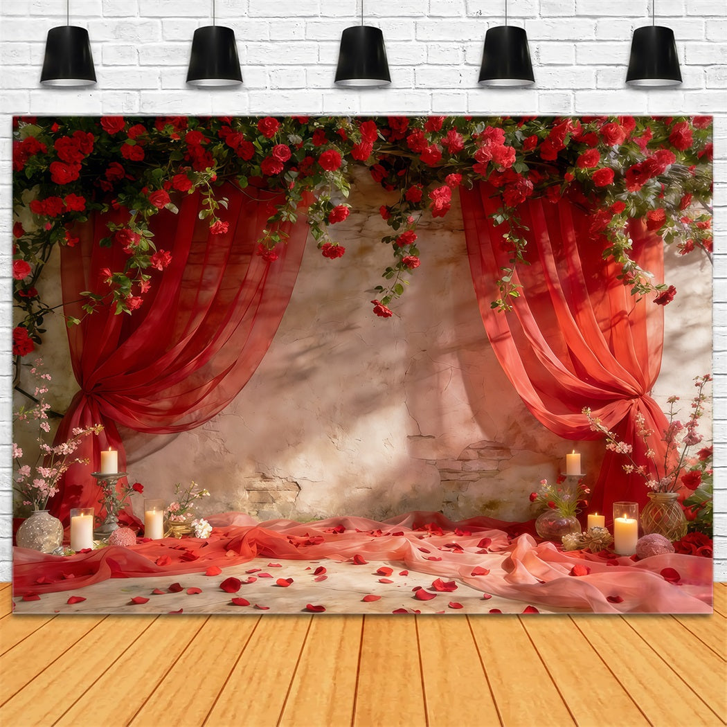 Frühlingsblumen-Hintergrund Romantische rote drapierte Rosen Frühlingsparty-Hintergrund CSH61-121