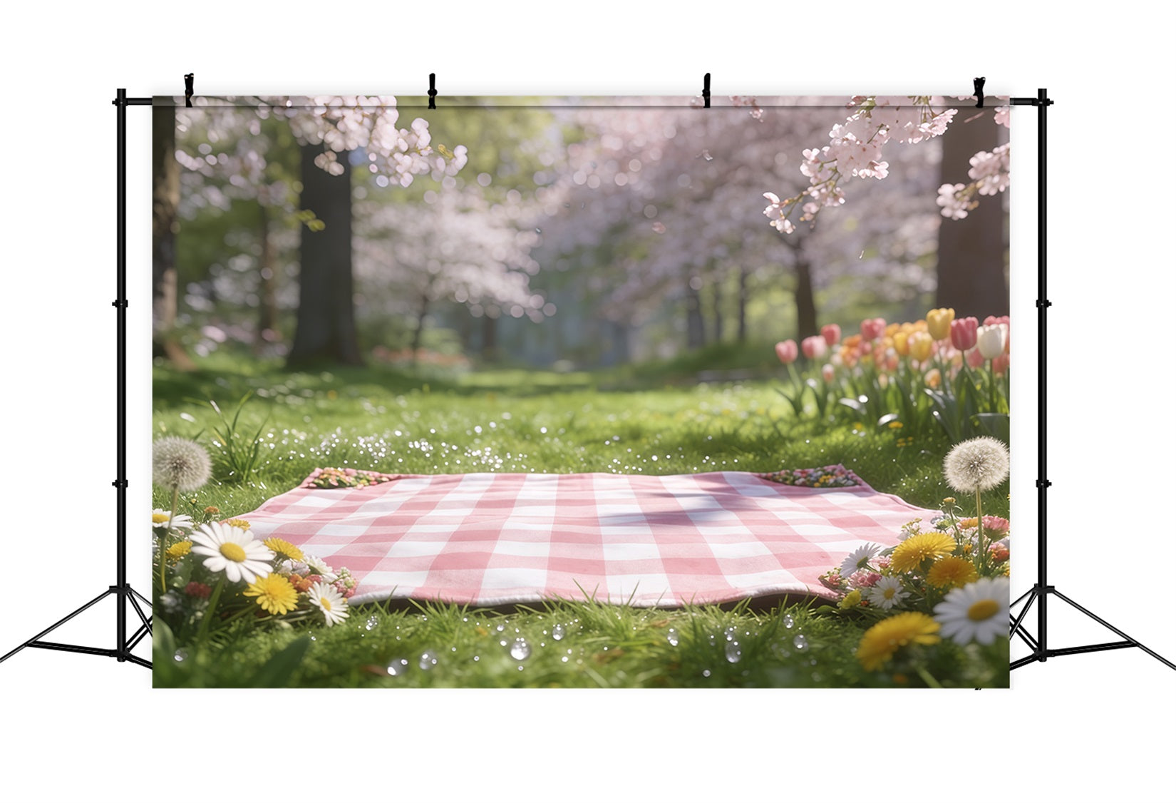 Picknick-Fotokulisse Kirschblüten-Picknickwiese Kulissen für den Frühling CSH61-127