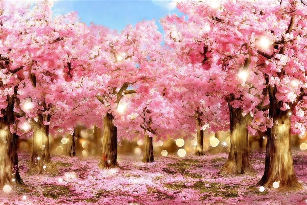 Kirschblüten-Hintergrund Ideen Funkelnde rosa Blüten Wald Blumenhintergrund Fotografie CSH61-136