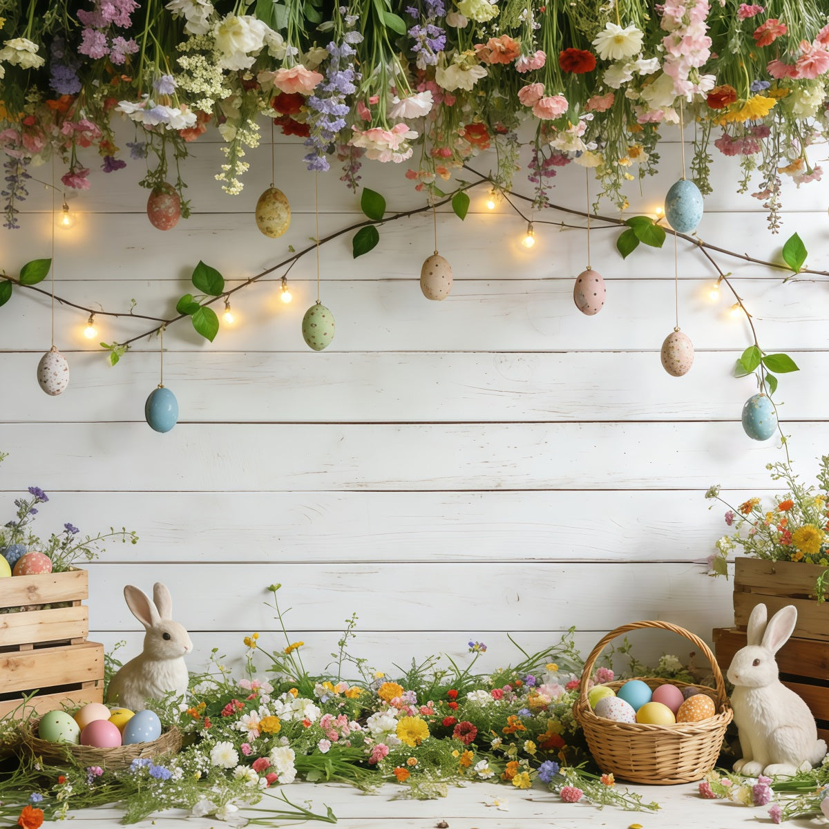 Oster-Frühlingshintergründe Pastellfarbener Hase Eier Garten Fotografie Frühlingshintergründe CSH61-144