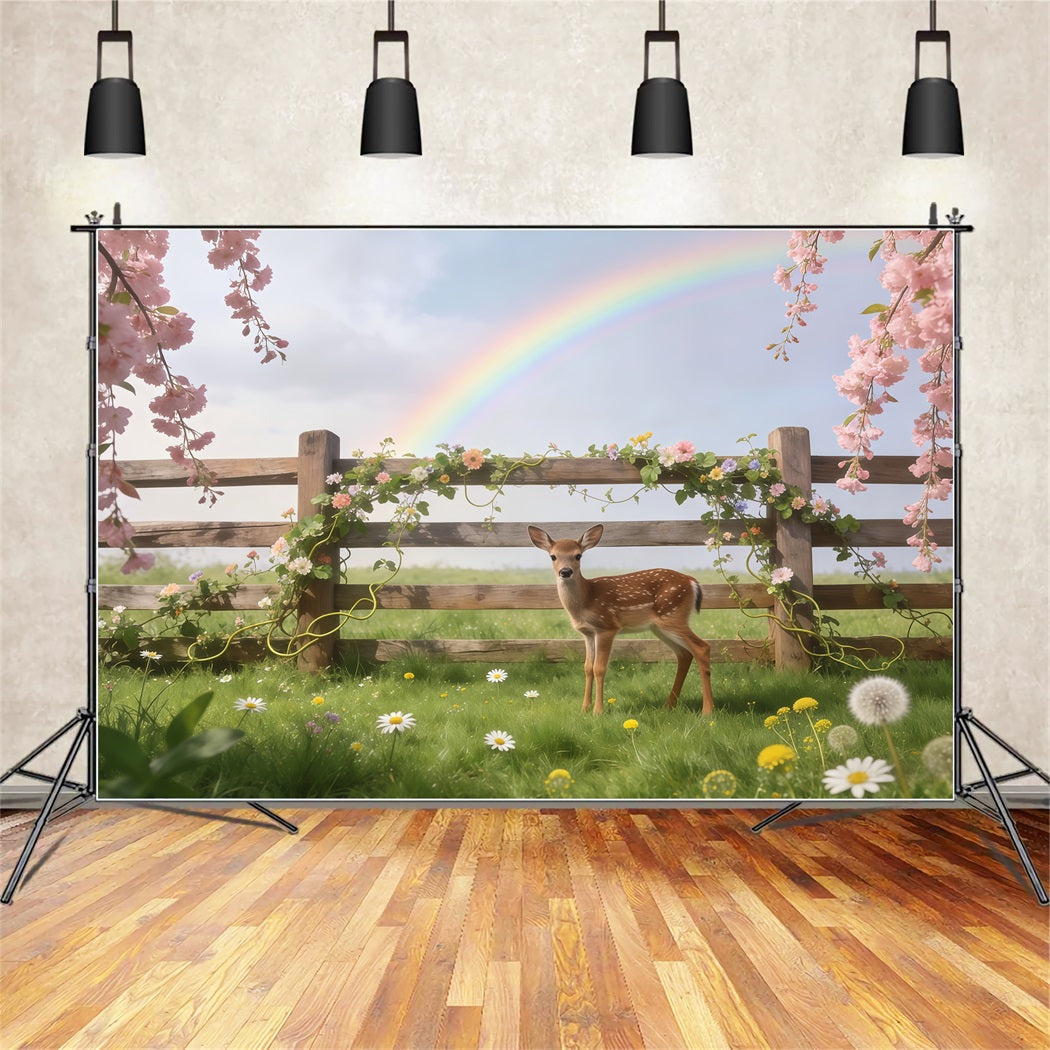 Rasen Reh-Frühlingsblumen-Hintergrund Wiese Reh Regenbogenblüte Frühlingshintergrund Fotografie CSH61-157