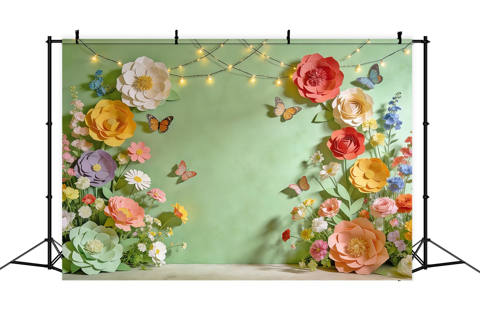 Frühlingspapierblumen-Hintergrund Pastellblumenrahmen Schmetterlingsfotografie-Hintergrund Floral Keine 3D-Blumen CSH61-161