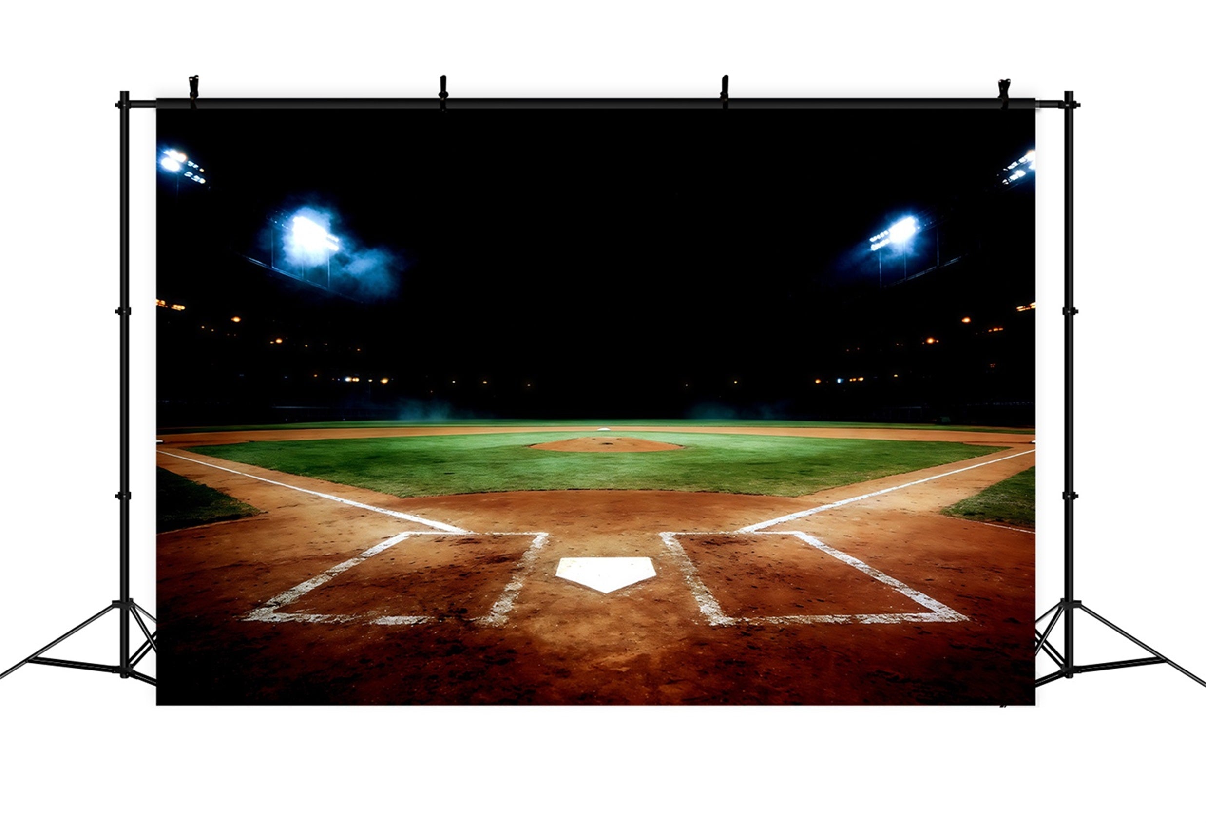 Baseballfeld-Hintergrund Nachtstadion Home Plate Sportfoto-Hintergrund CSH61-177