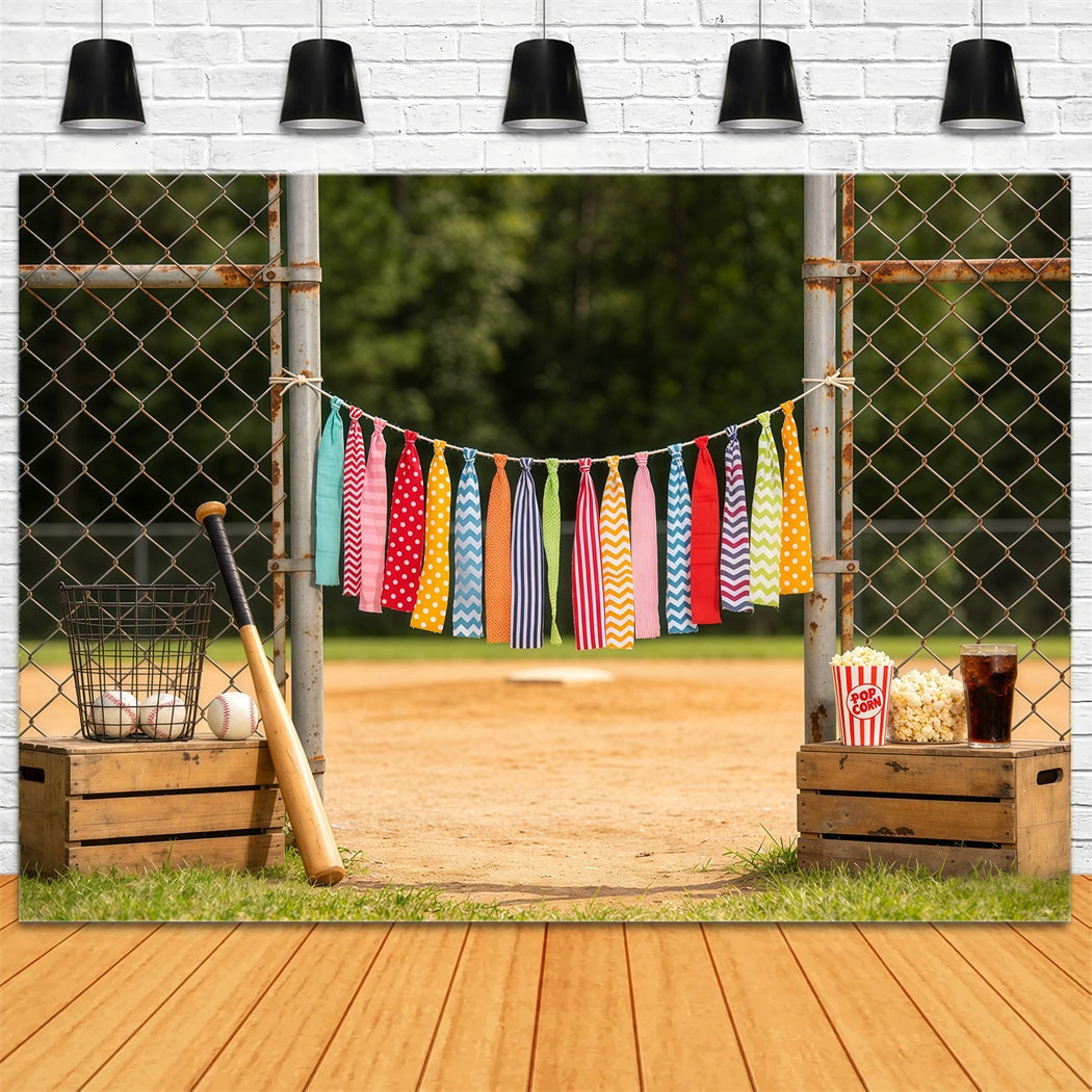 Baseballfeld-Hintergrund Verspielte Dugout-Party-Tor Sport-Themenhintergrund CSH61-183