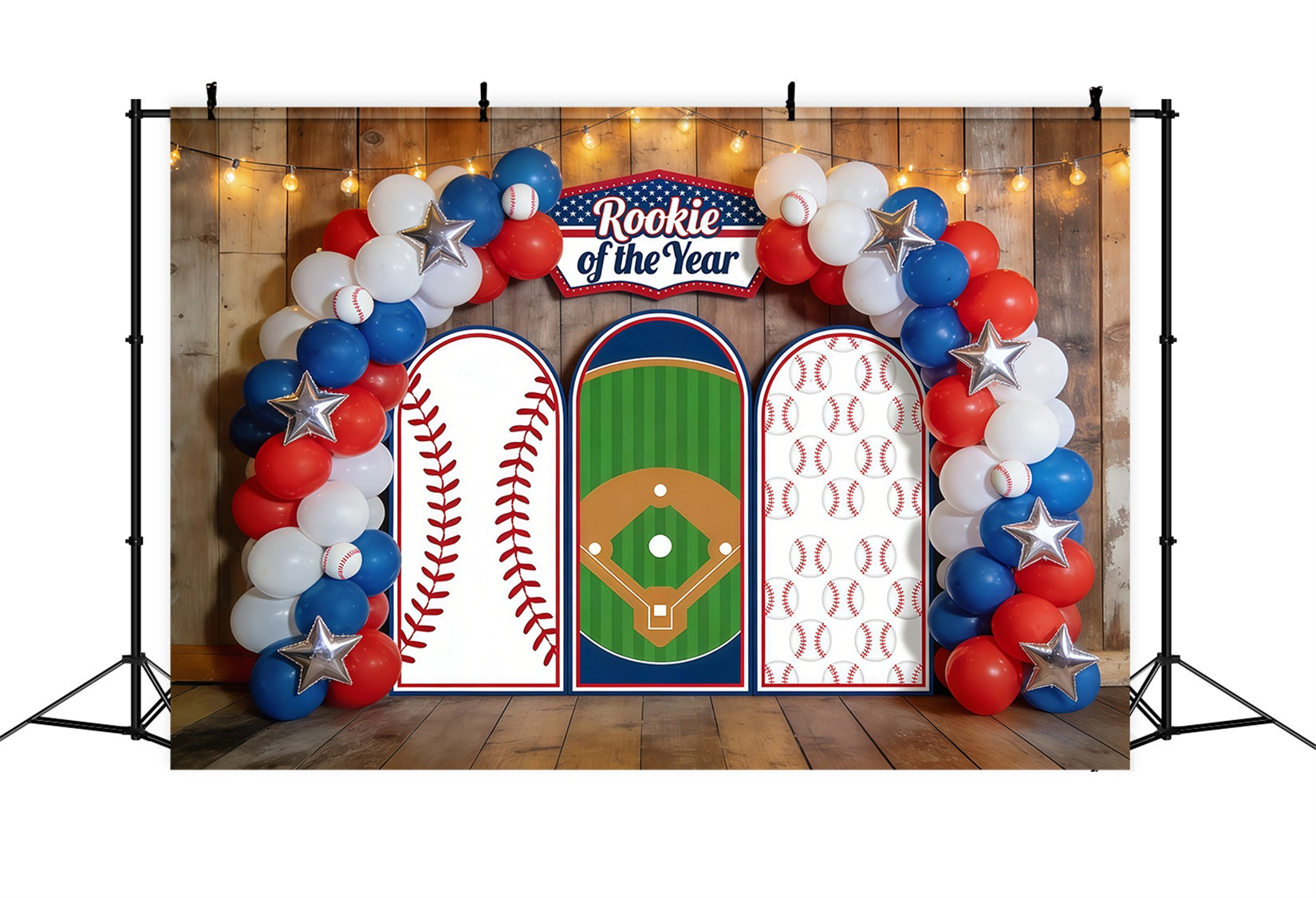 Baseball-Fotohintergrund Rookie-Jahr Ballonbogen Sportfotografie-Hintergrund CSH61-189