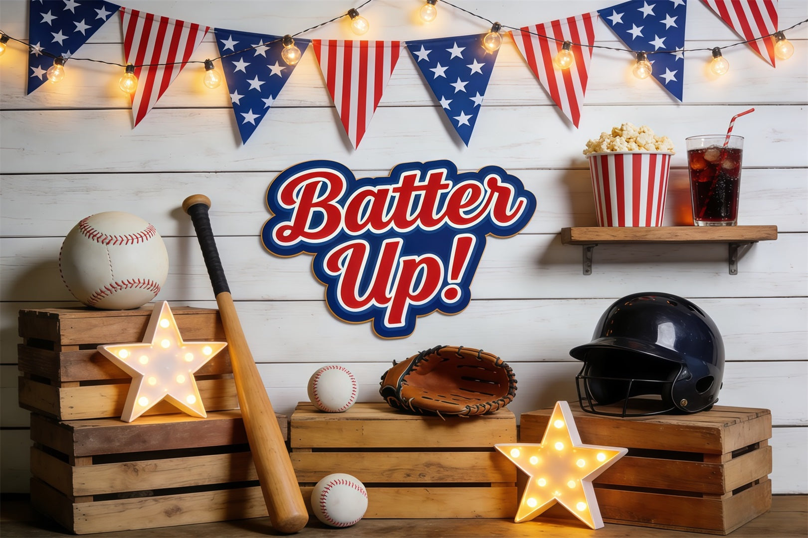 Baseball-Fotohintergrund Batter Up Dugout Dekor Sport-Themenhintergrund CSH61-191