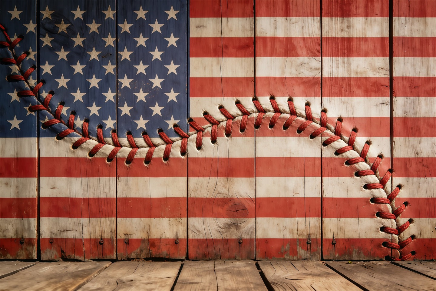 Baseball-Hintergründe Rustikal Patriotisch Holzflagge Sport-Fotohintergründe CSH61-193