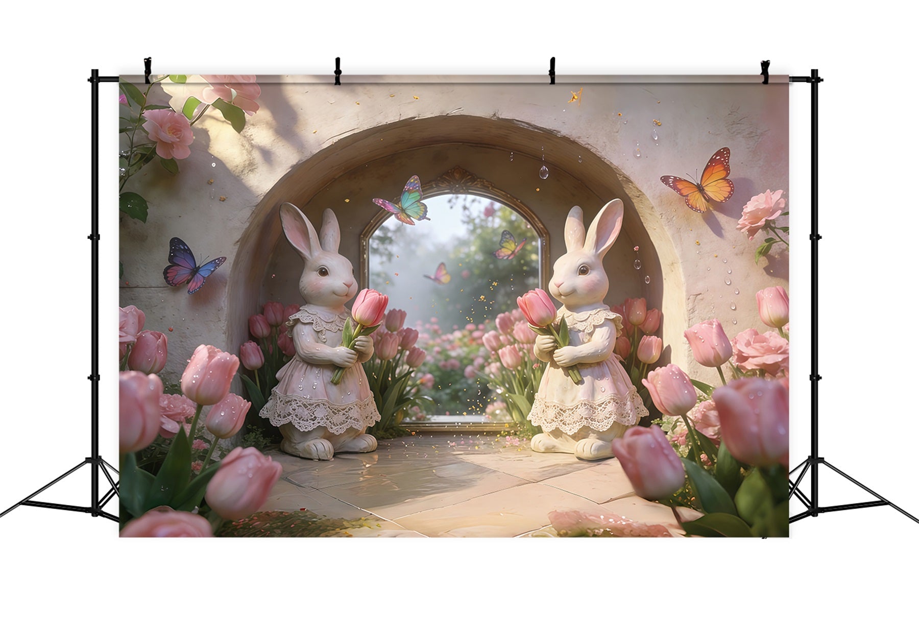 Ideen für Osterhasen-Hintergründe Romantischer Blumenbogen Garten Oster-Hintergrund Fotografie CSH61-48