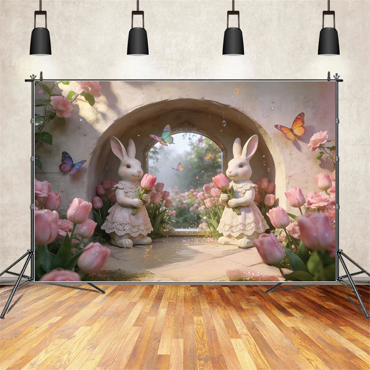 Ideen für Osterhasen-Hintergründe Romantischer Blumenbogen Garten Oster-Hintergrund Fotografie CSH61-48