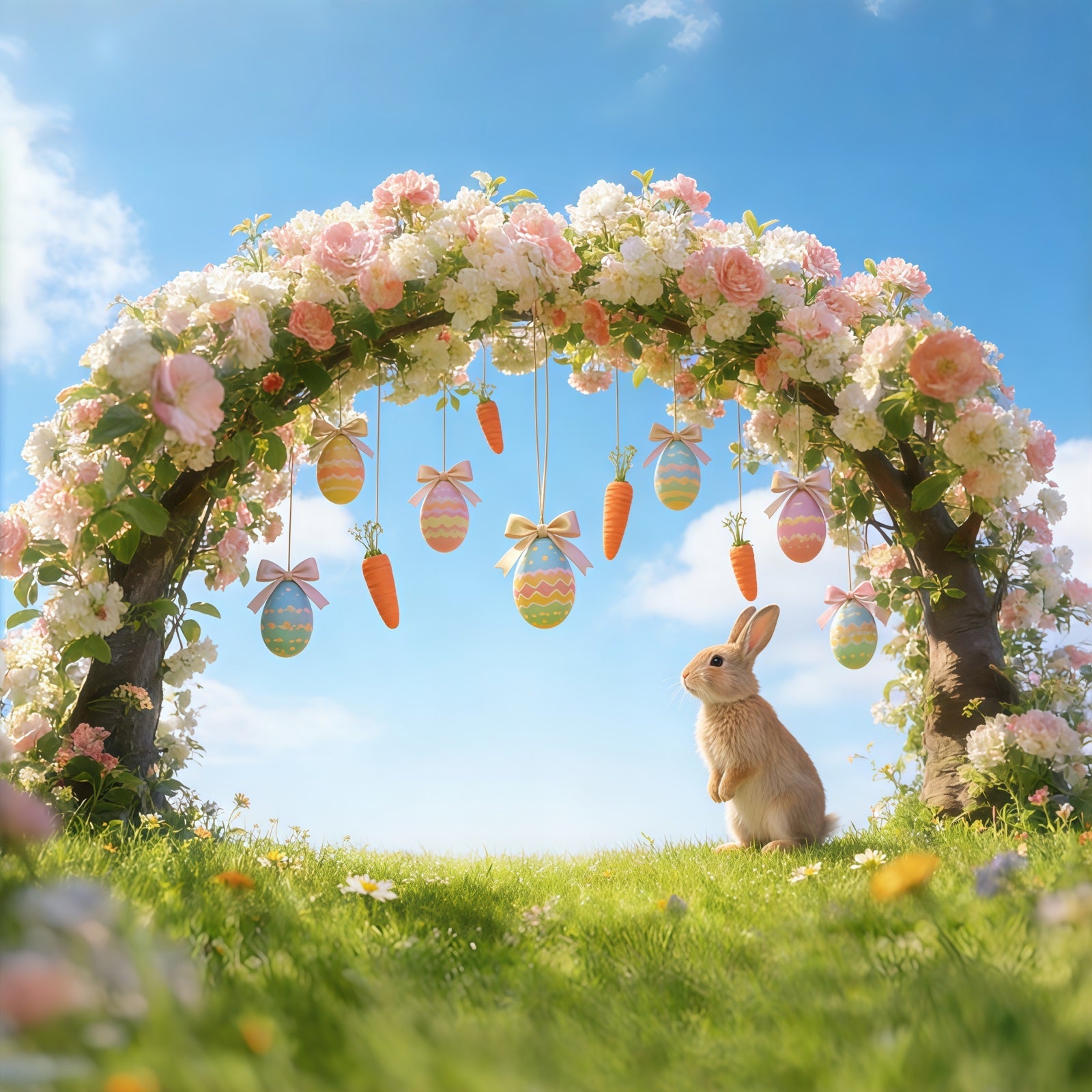 Osterbogen-Hintergrund Bunte Eier-Such-Buchstaben Oster-Hintergrund Fotografie CSH61-55