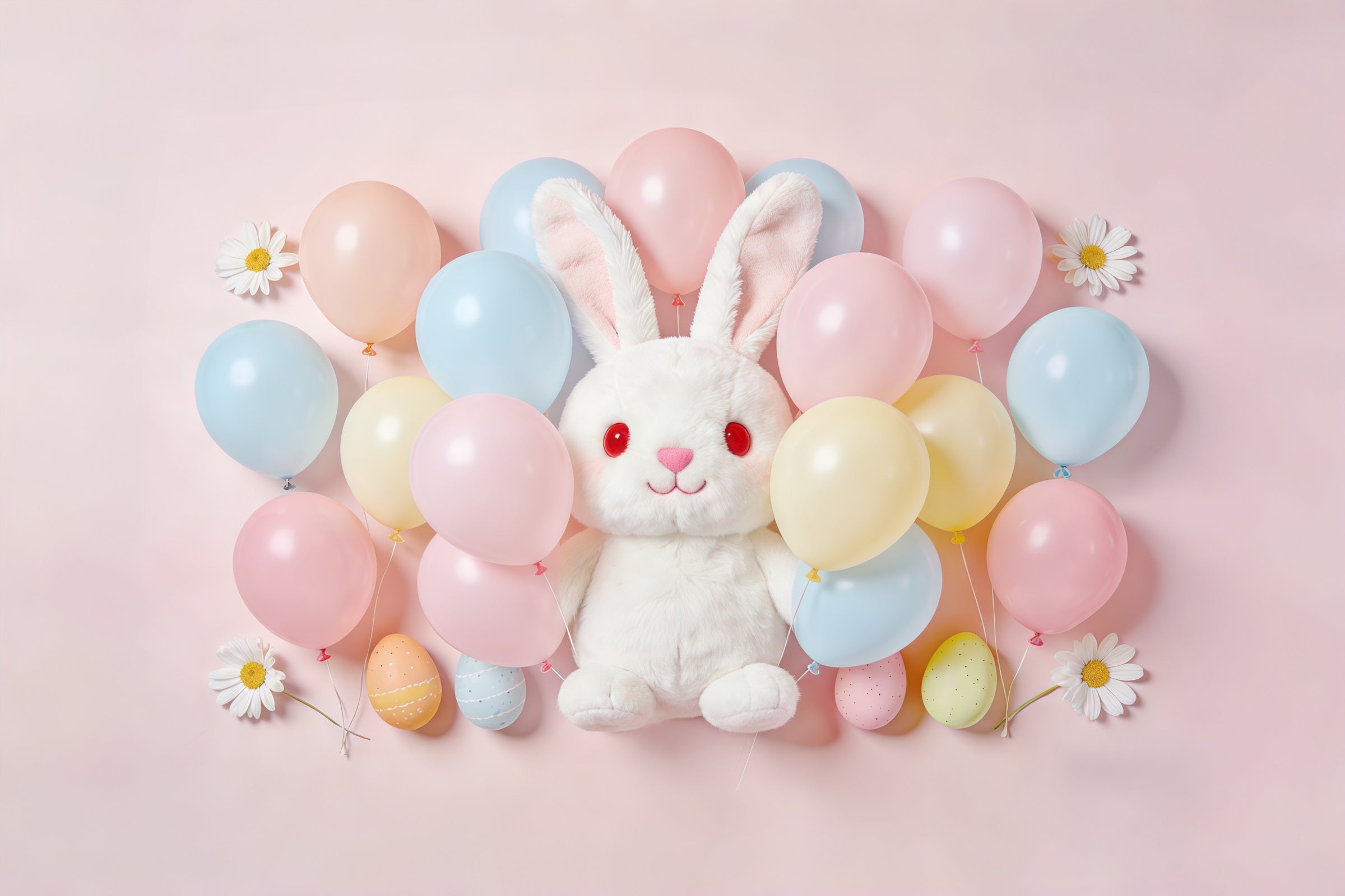 Osterballon-Hintergrund Pastellfarbene Eier Haufen Hase Oster-Fotohintergründe CSH61-58