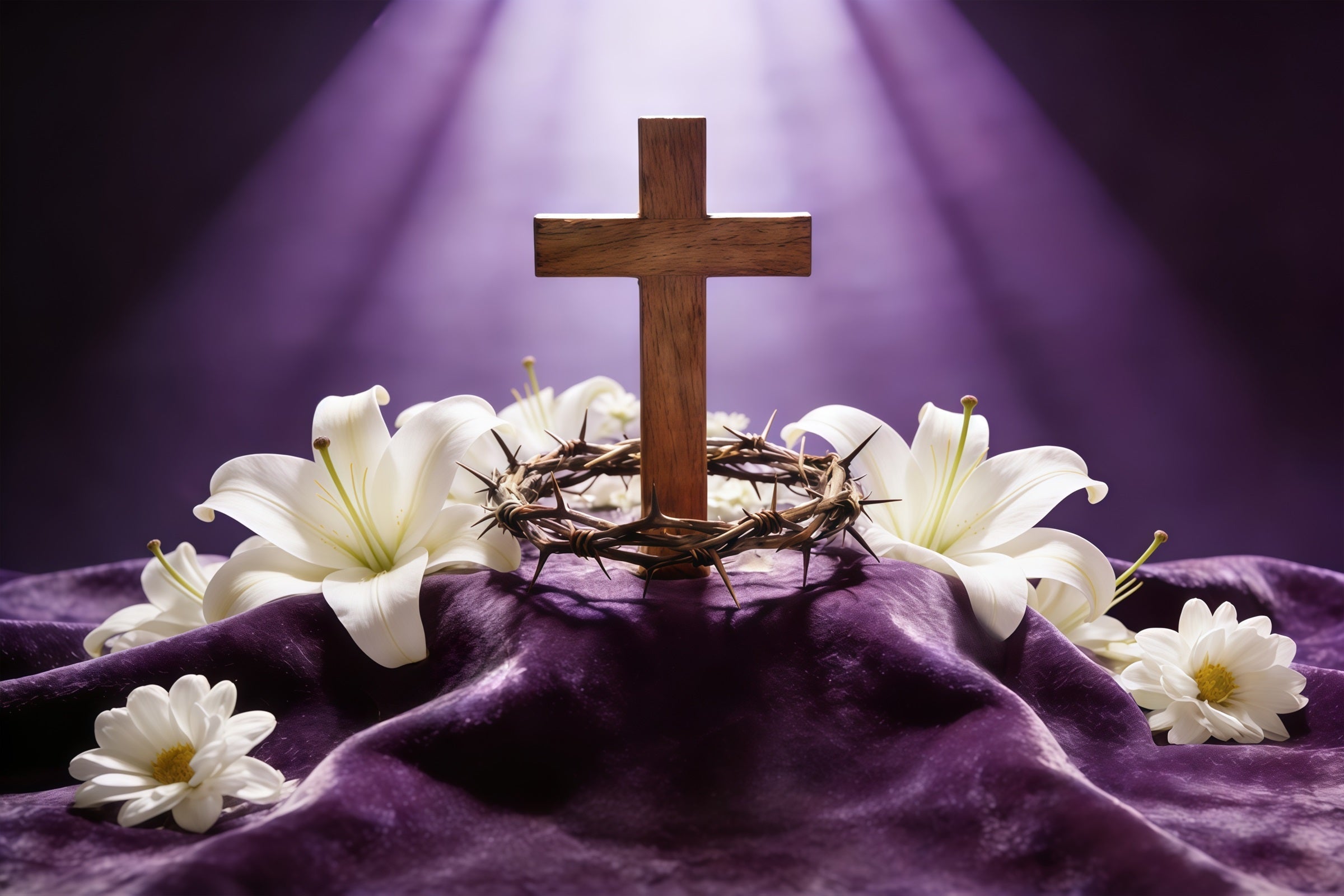 Osterkreuz-Hintergrund Dornenkrone Lila Licht Hintergründe Ostern CSH61-75