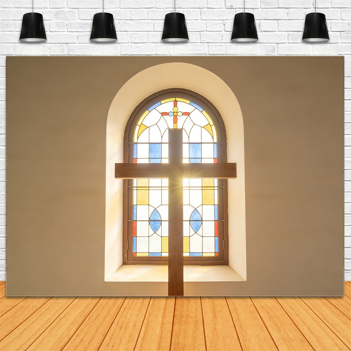 Osterkreuz-Hintergrund Buntglasfenster-Kirchenfenster-Hintergründe Ostern CSH61-76