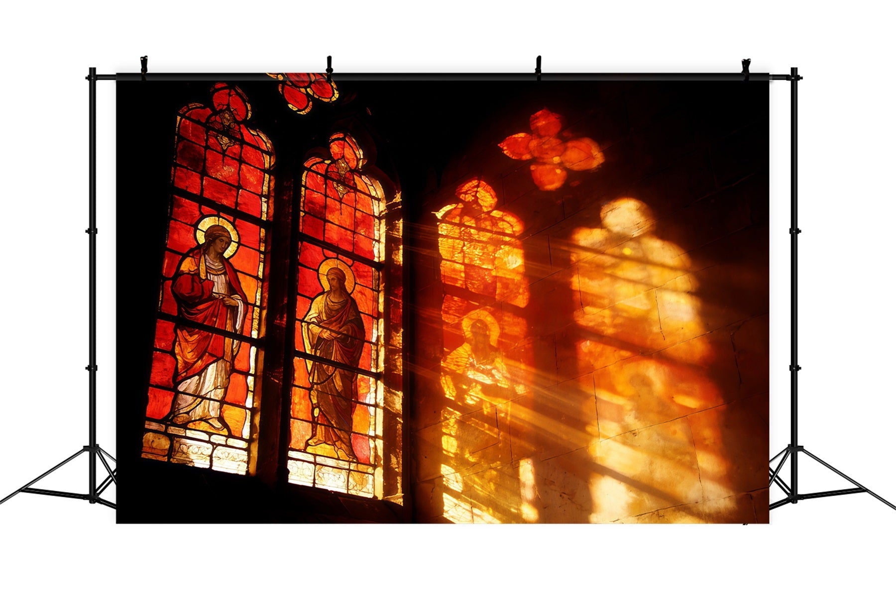 Oster-Buntglas-Hintergrund Sonnenuntergang durch Fenster Oster-Hintergründe für Fotos CSH61-78