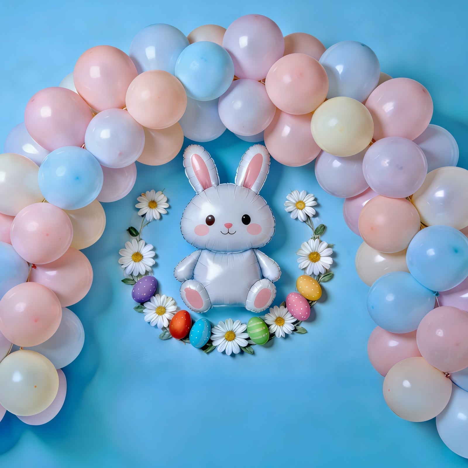 Ostern Pastellballons Hintergrund Ballonbogen Hasen Eier Ostern Hintergründe Fotografie CSH61-82