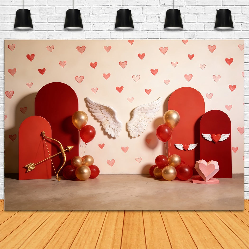Cupido-Hintergrund Flügel Herz Ballonbogen Valentinstag-Hintergrund CSH61-96