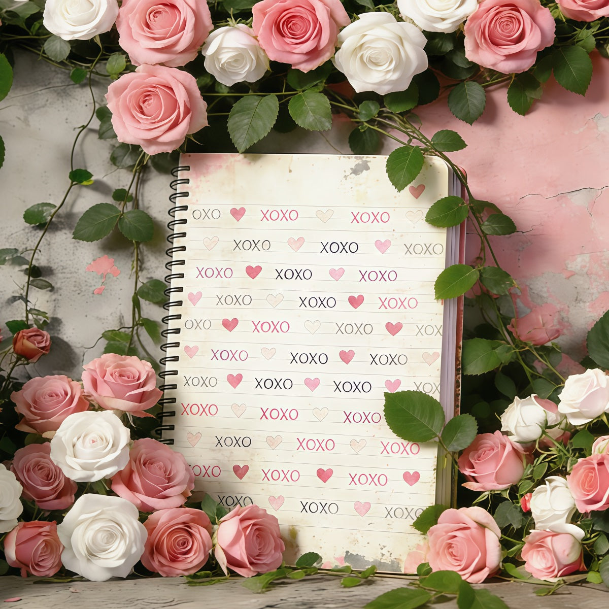 XOXO-Hintergrund Romantische Rose Vintage-Garten Valentinstag-Hintergrund CSH61-97