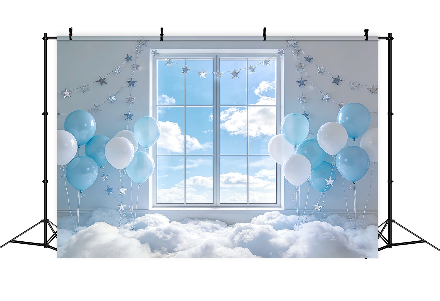 Wolkenhintergründe Stern Ballon Fenster Himmel Kinderfotografie Hintergrund CSH62-115