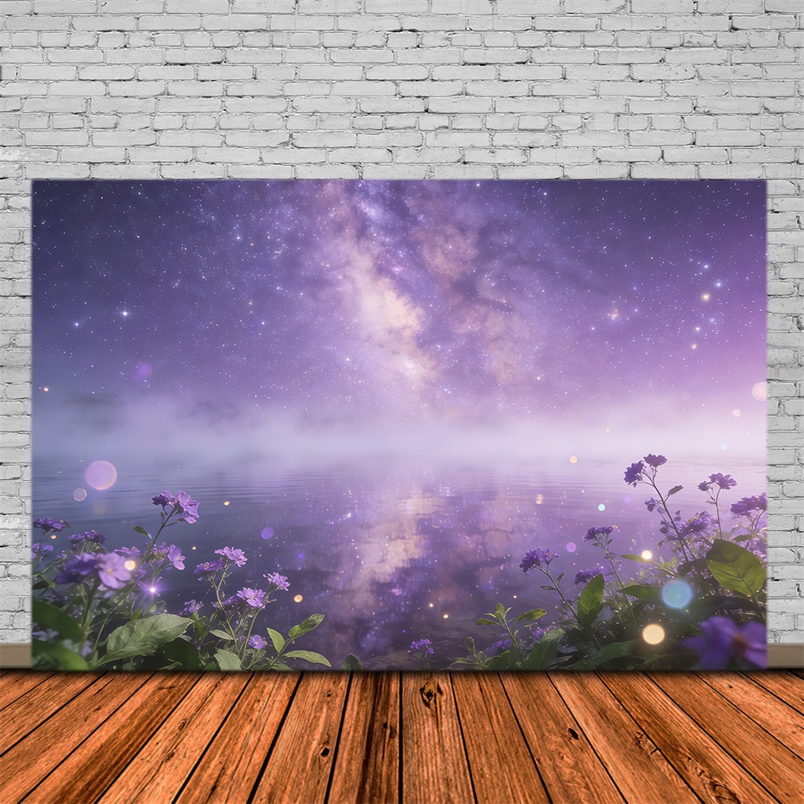 Sternenhimmel Hintergrund Lila Galaxie Wasser Blumen Wolken Hintergrund CSH62-122