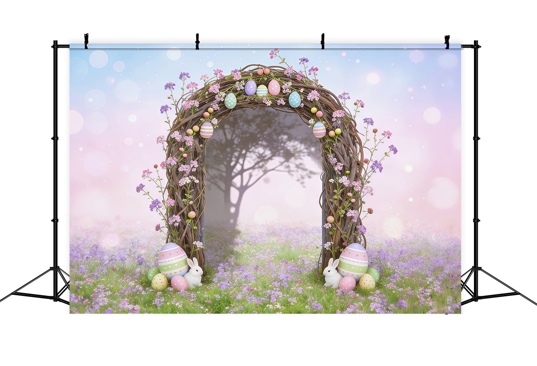 Oster-Märchen-Hintergrund Zweigbogen Eier Hasen Oster-Hintergründe 10x10 CSH62-91