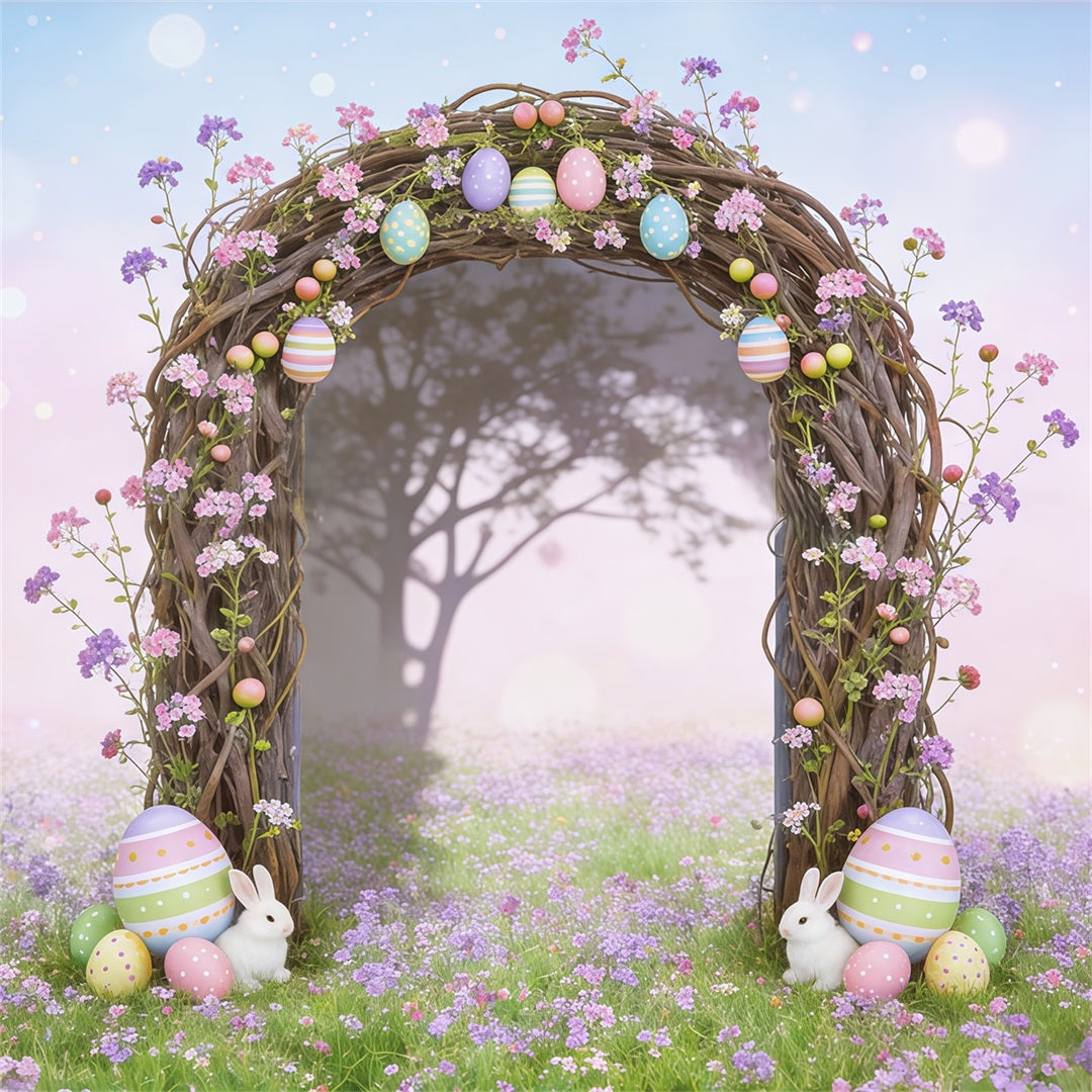 Oster-Märchen-Hintergrund Zweigbogen Eier Hasen Oster-Hintergründe 10x10 CSH62-91
