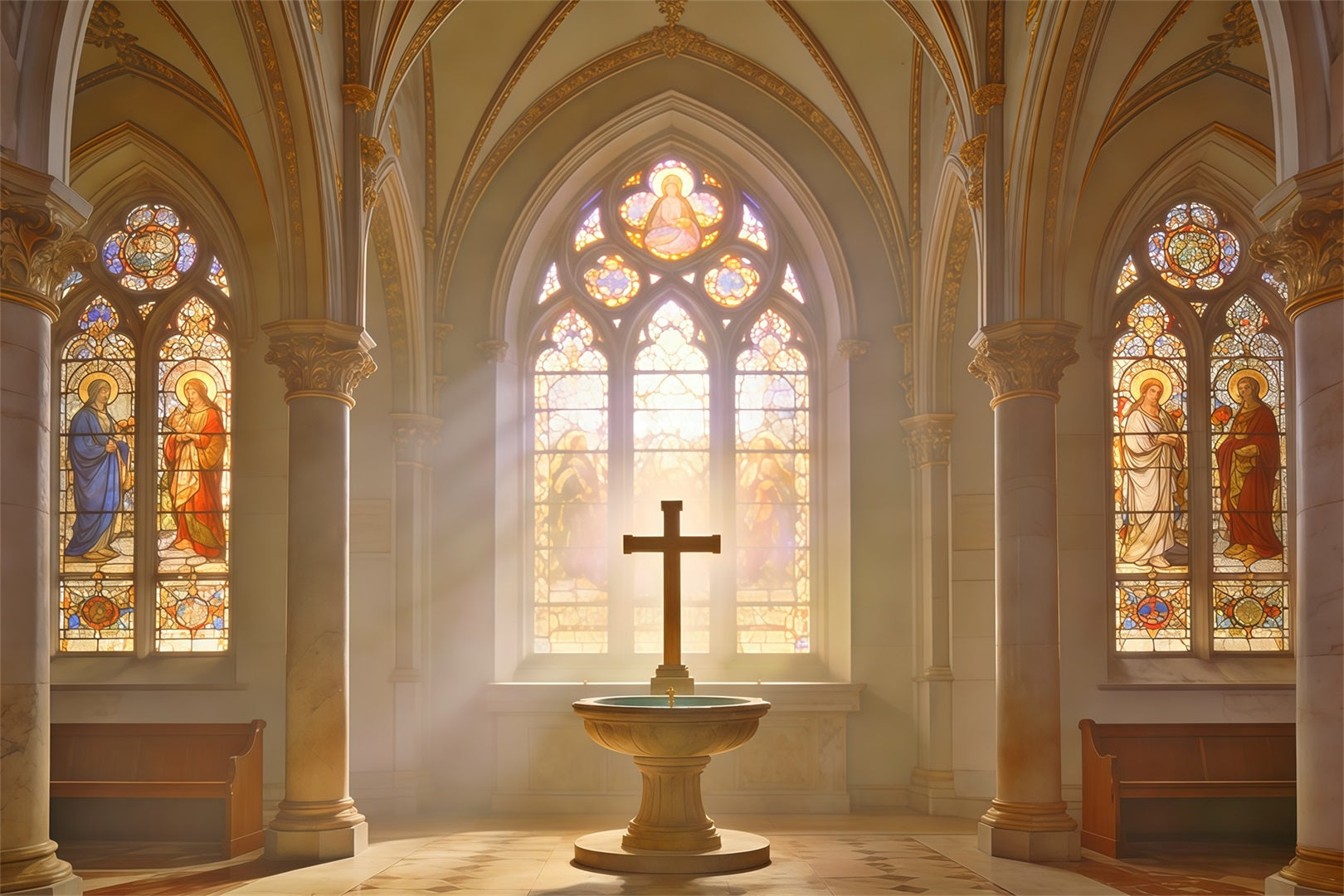 Osterkirche Hintergrund Buntglasfenster Kreuz Hintergründe Ostern CSH62-96