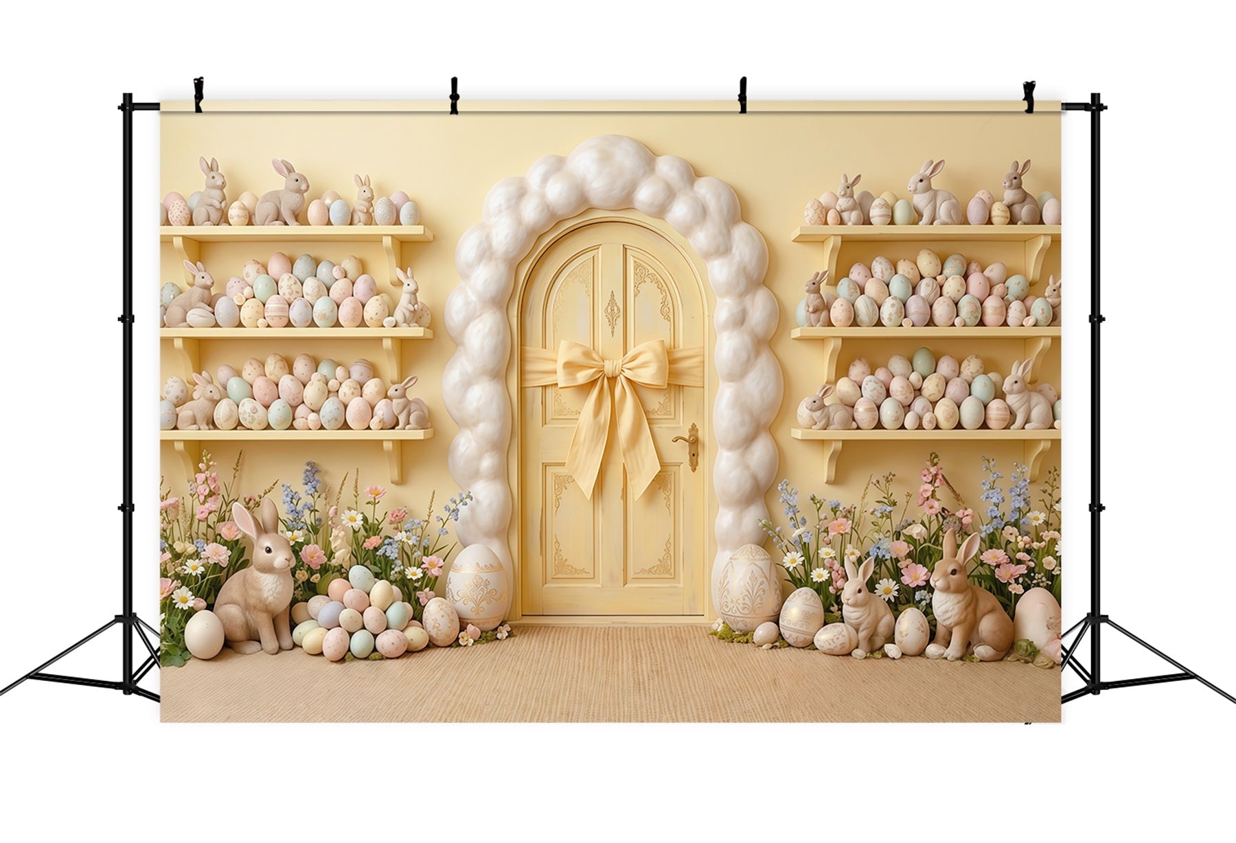 Eier-Hintergrund Gelbe Tür Wand Hase Eierregale Oster-Hintergrund für Fotos CSH63-11