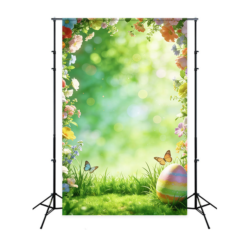 Oster-Natur-Hintergrund Frühlingsblumen Schmetterling Ei Bokeh-Hintergrund für Ostern CSH63-17