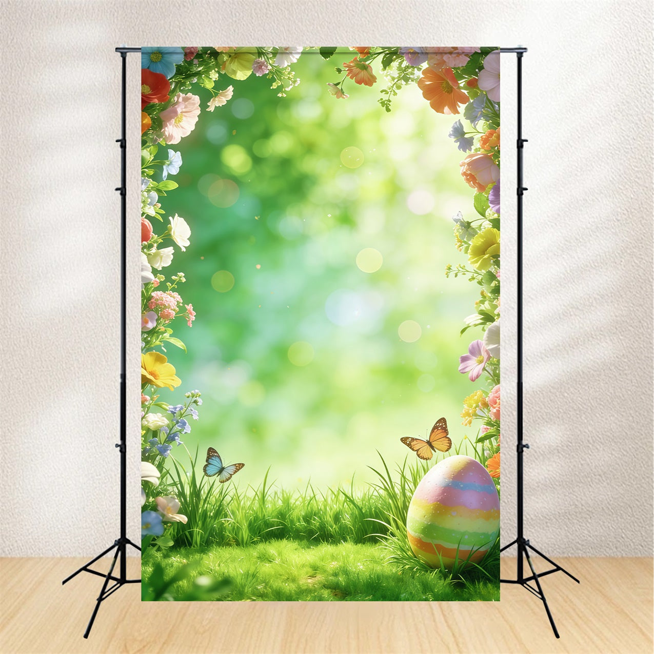 Oster-Natur-Hintergrund Frühlingsblumen Schmetterling Ei Bokeh-Hintergrund für Ostern CSH63-17
