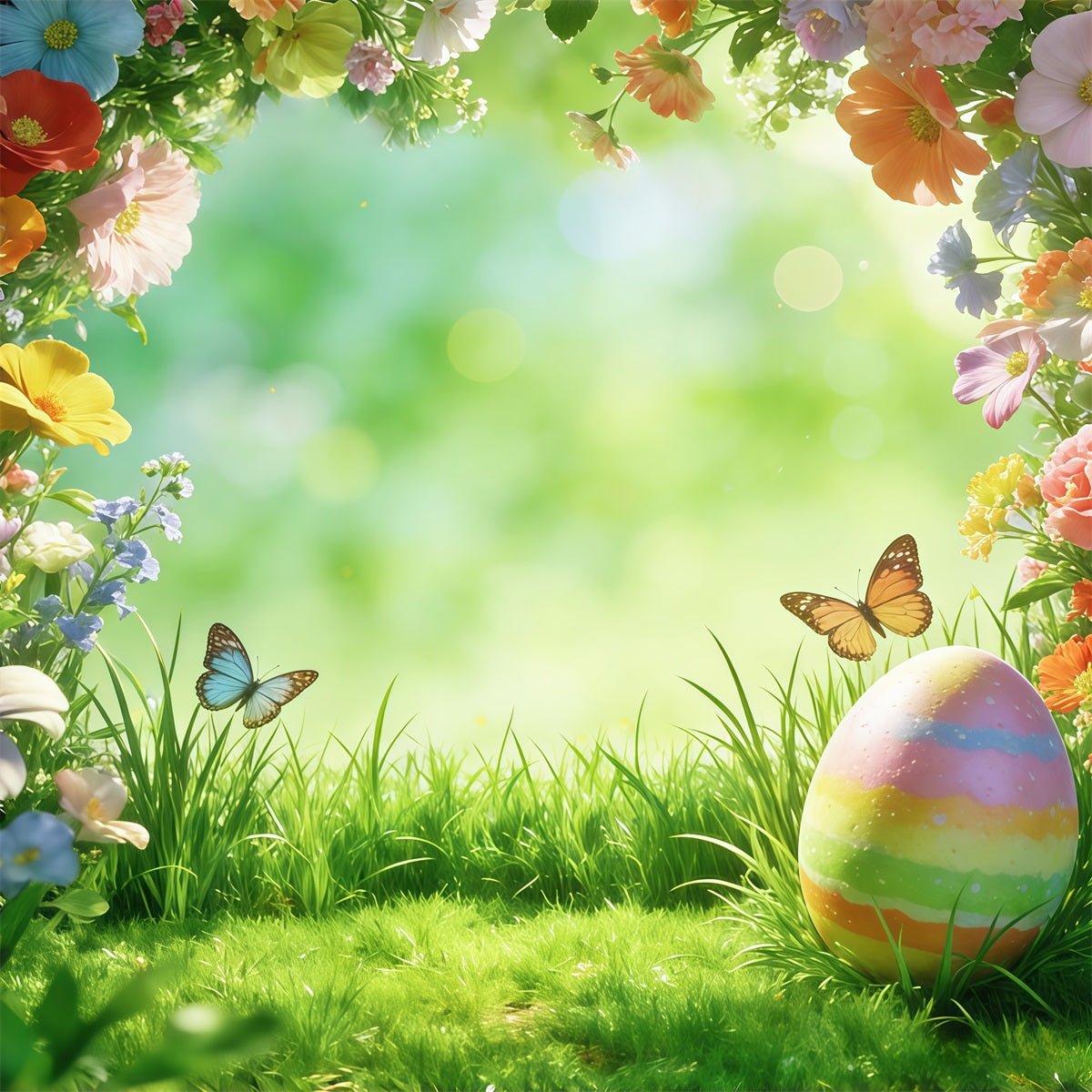 Oster-Natur-Hintergrund Frühlingsblumen Schmetterling Ei Bokeh-Hintergrund für Ostern CSH63-17