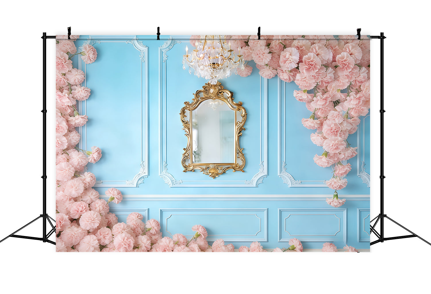 Nelken-Muttertags-Hintergrund, blaue Wand, rosa Blume, Muttertags-Hintergrund CSH63-53