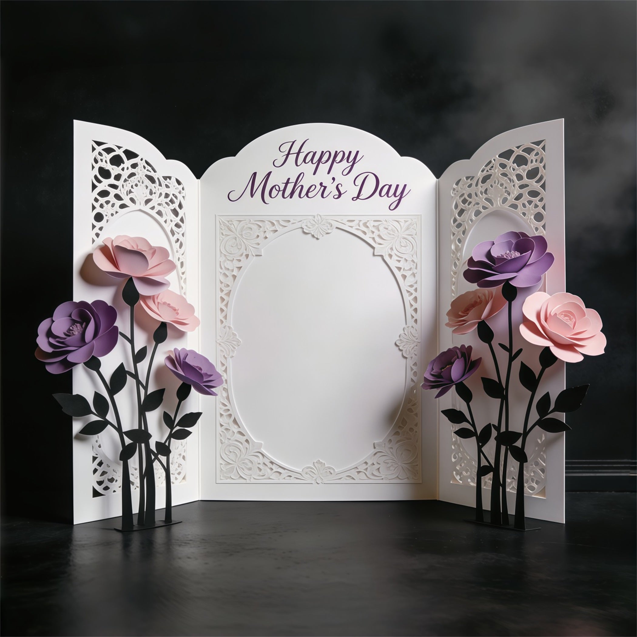 Muttertags-Schriftzug-Hintergrund, Lavendel-Papierblüten-Panel, Muttertags-Fotohintergrund CSH63-67