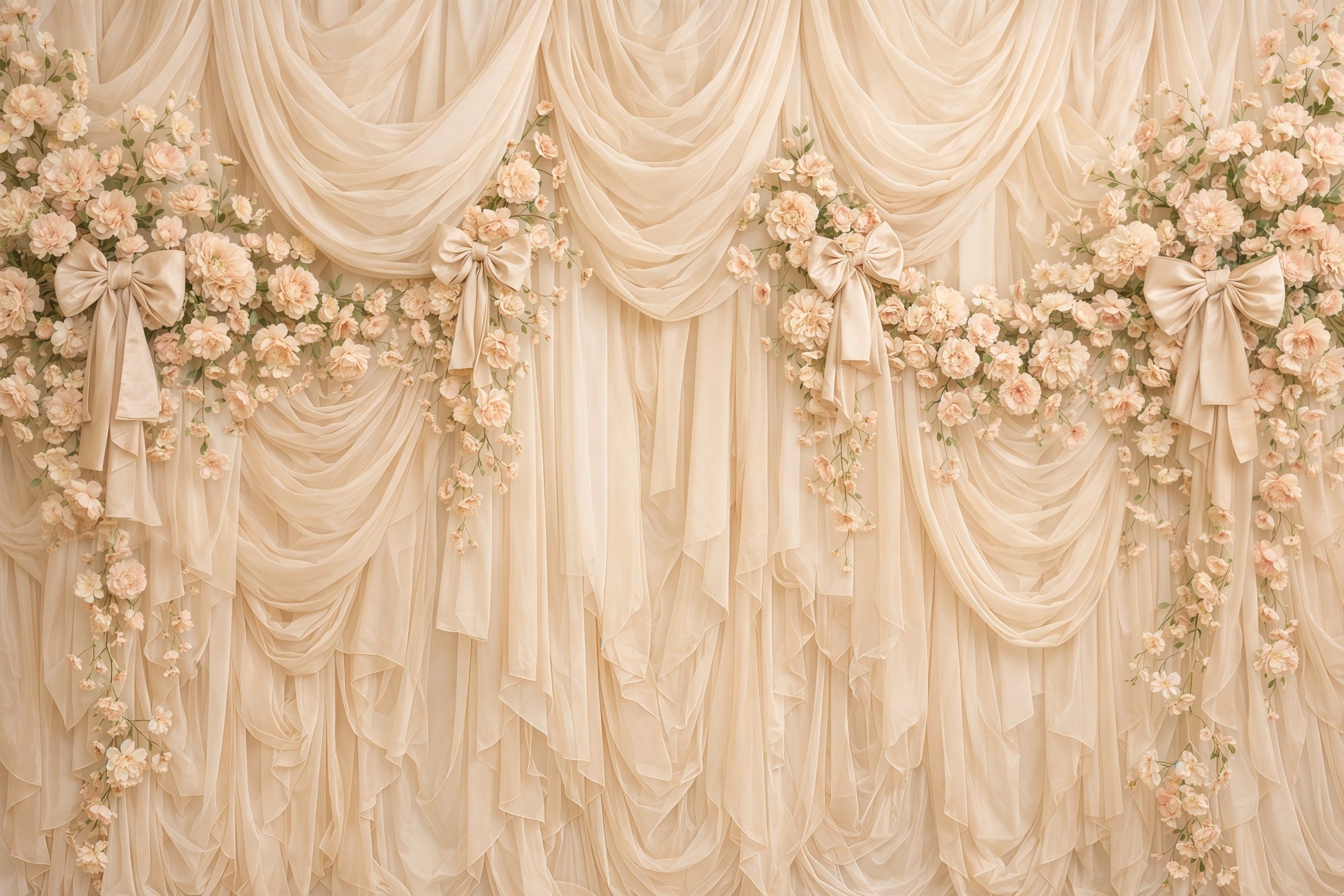 Muttertags-Hintergrund mit Schleife, champagnerfarbener, drapierter Blumen-Schleife, CSH63-69