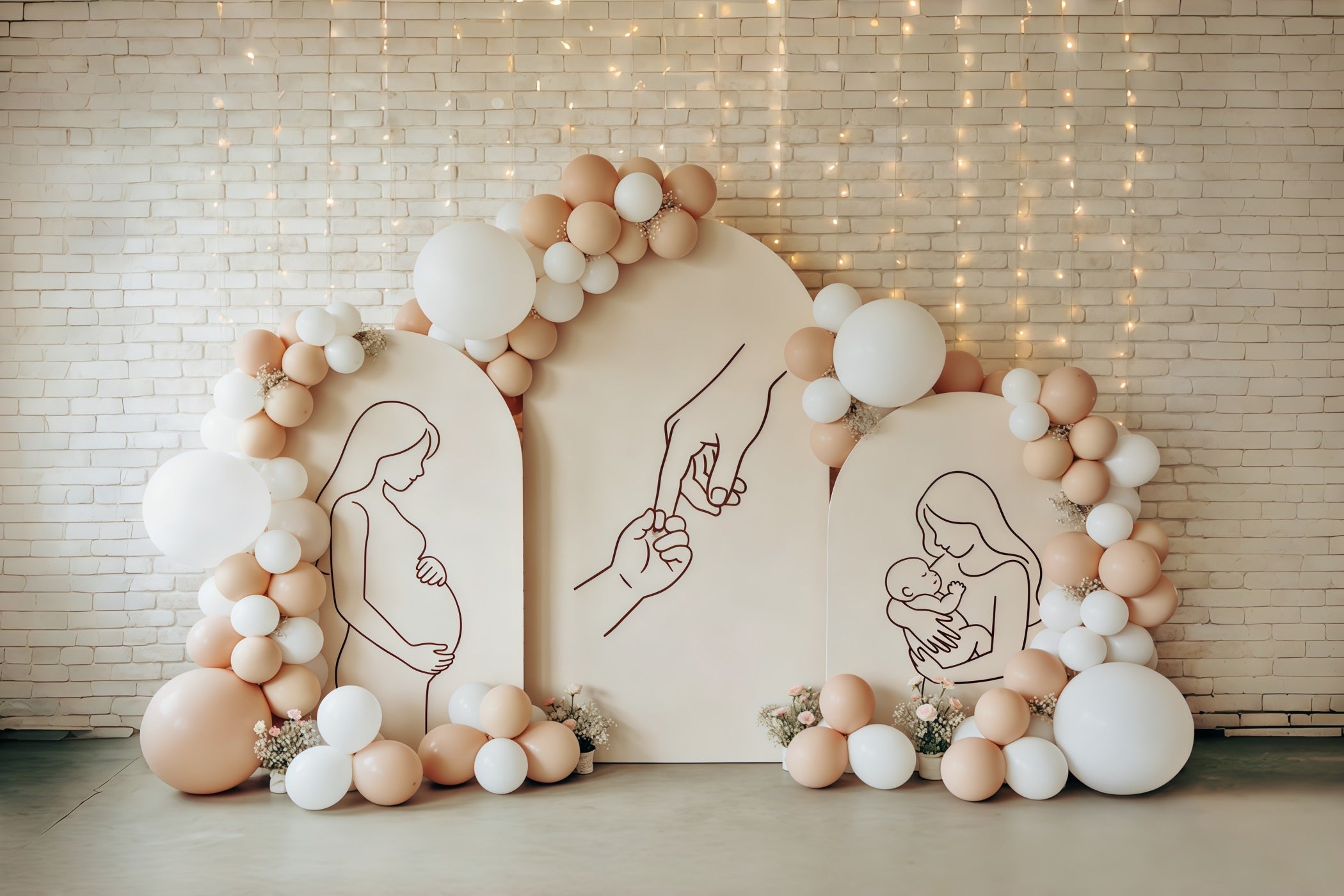 Mutter-Tochter-Silhouette, Muttertags-Hintergrund, Bogen, Ballon, Mutterschaftsreise, Muttertags-Hintergrund CSH63-83