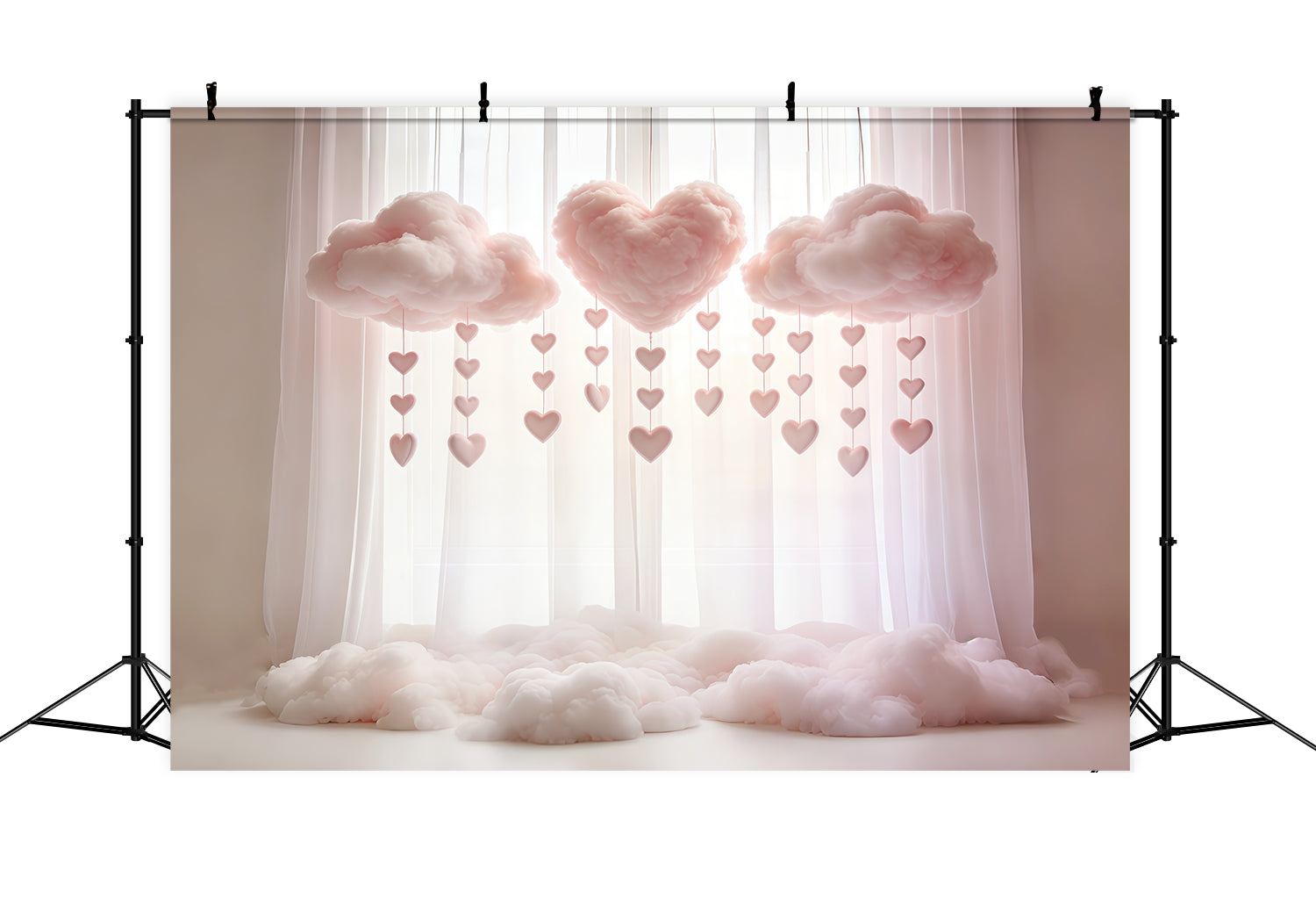 Herzwolken, verträumte rosa Wolken, Vorhang, alles Gute zum Muttertag, Hintergrund CSH63-86